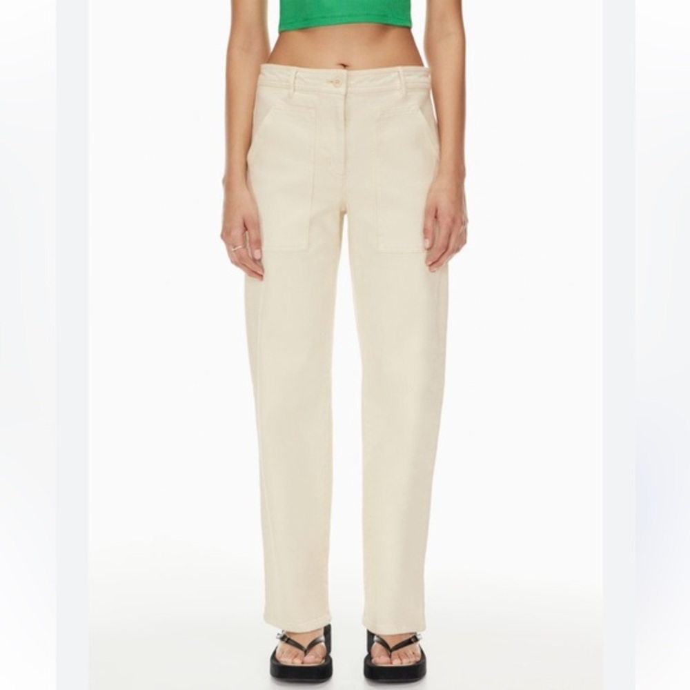 Aritzia Wilfred Free Modern Utility Light Beige Highrise Straight Leg Pant Sz 2